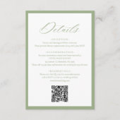 Carte D'accompagnement Elegant Sage Green Botanical Wedding Details (Devant)