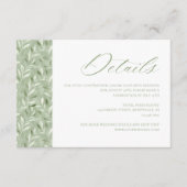 Carte D'accompagnement Elegant Sage Green Botanical Wedding Details (Devant)