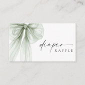 Carte D'accompagnement Elegant Sage Green Bow Baby Shower Diaper Raffle (Devant)