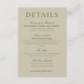 Carte D'accompagnement Elegant Sage Green Crest Monogram Wedding Details (Devant)