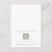 Carte D'accompagnement Elegant Sage Green Détails du Mariage Hotel Info Q (Dos)