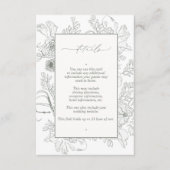 Carte D'accompagnement Elegant Sage Green Floral Line Art Mariage Détails (Devant)