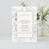 Carte D'accompagnement Elegant Sage Green Floral Line Art Mariage Détails (Debout devant)