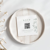 Carte D'accompagnement Elégant Sage Green Floral QR Code Mariage RSVP