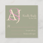Carte D'accompagnement Elegant Sage Green & Rose Pink Wedding Response (Devant)
