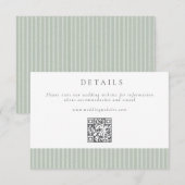 Carte D'accompagnement Elegant Sage Green Stripes QR Code Wedding Details (Devant / Derrière)