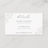 Carte D'accompagnement Elégant Sage Greenery Détails du Mariage (Devant)