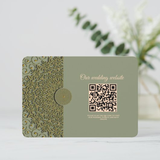 Carte D'accompagnement Elégant Sage moderne vert & or classique mandala (Debout devant)