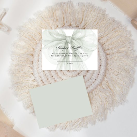 Carte D'accompagnement Elegant Sage Ribbon Diaper Raffle