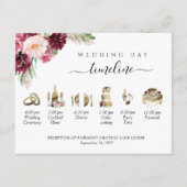 Carte D'accompagnement Elégant scénario de mariage, Bourgogne bleu rose (Devant)