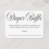 Carte D'accompagnement Elegant Script B & W Baby Shower Diaper Raffle (Devant)
