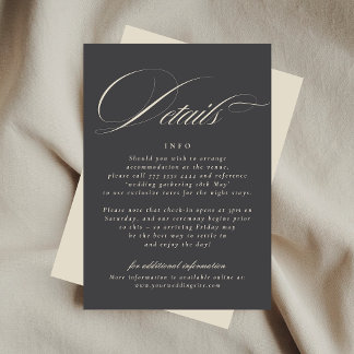 Carte D'accompagnement Élégant Script Beige Charbon Formal Le Mariage