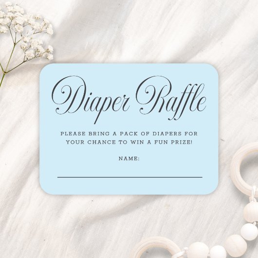 Carte D'accompagnement Elegant Script Blue Boyl Baby Shower Diaper Raffle