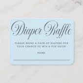 Carte D'accompagnement Elegant Script Blue Boyl Baby Shower Diaper Raffle (Devant)