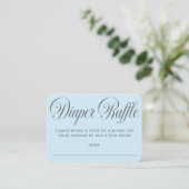 Carte D'accompagnement Elegant Script Blue Boyl Baby Shower Diaper Raffle (Debout devant)
