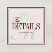 Carte D'accompagnement Elegant Script Burgundy Red Formal Wedding Details (Dos)