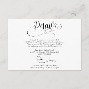 Carte D'accompagnement Élégant Script Classic Détails du Mariage