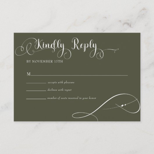 Carte D'accompagnement Élégant Script Classic Mariage Réponse (Devant)