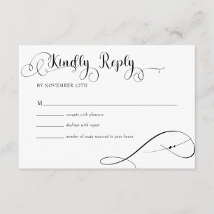Carte D'accompagnement Élégant Script Classic Mariage Réponse