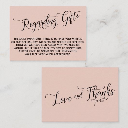 Carte D'accompagnement Élégant Script Concernant Les Cadeaux De Mariage B (Devant / Derrière)