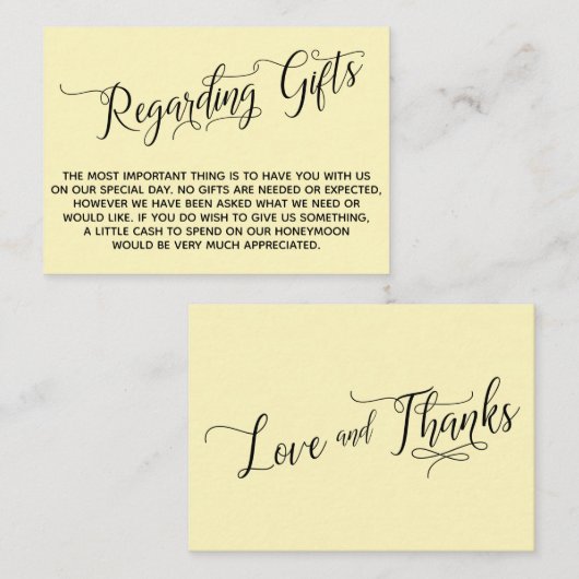 Carte D'accompagnement Élégant Script Concernant Les Cadeaux De Mariage J (Devant / Derrière)