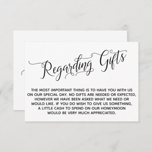 Carte D'accompagnement Élégant script concernant les cadeaux pour le Mari (Devant / Derrière)