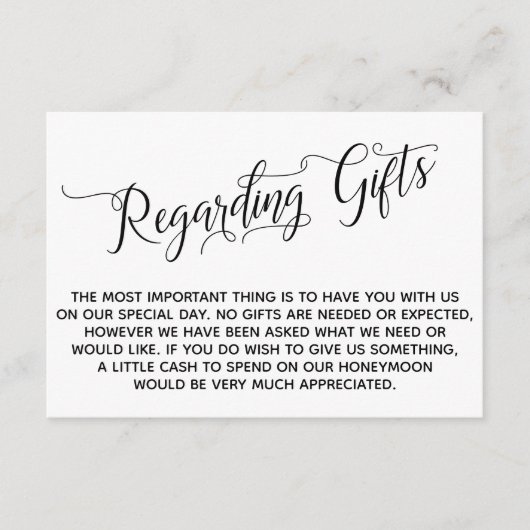 Carte D'accompagnement Élégant script concernant les cadeaux pour le Mari (Devant)