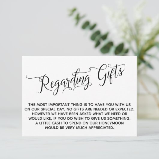 Carte D'accompagnement Élégant script concernant les cadeaux pour le Mari (Debout devant)