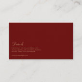 Carte D'accompagnement Elégant Script Gold & Deep Red Mariage Détails (Devant)
