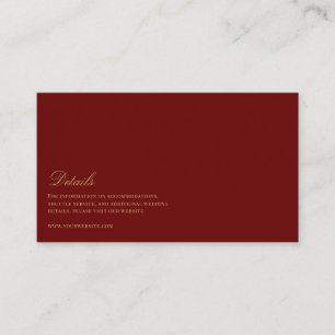 Carte D'accompagnement Elégant Script Gold & Deep Red Mariage Détails