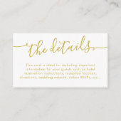 Carte D'accompagnement Elegant Script Gold Mariage Détails Site Internet  (Devant)