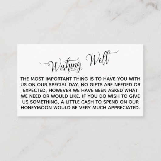 Carte D'accompagnement Élégant Script Lune de miel désir bien (Devant)