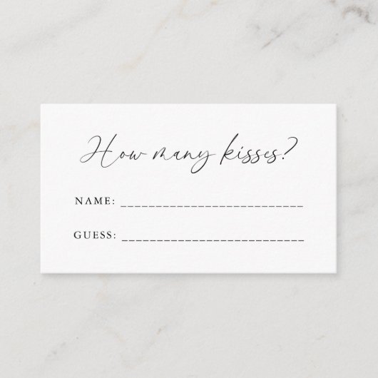 Carte D'accompagnement Élégant script manuscrit Combien de baisers jeu (Devant)