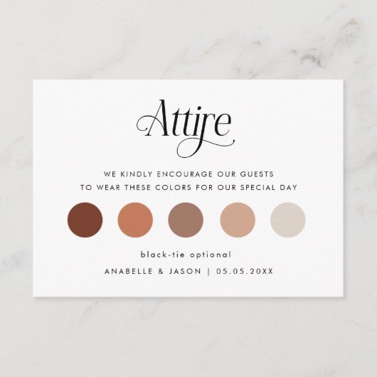 Carte D'accompagnement Élégant Script Mariage code robe invité Attire (Devant)