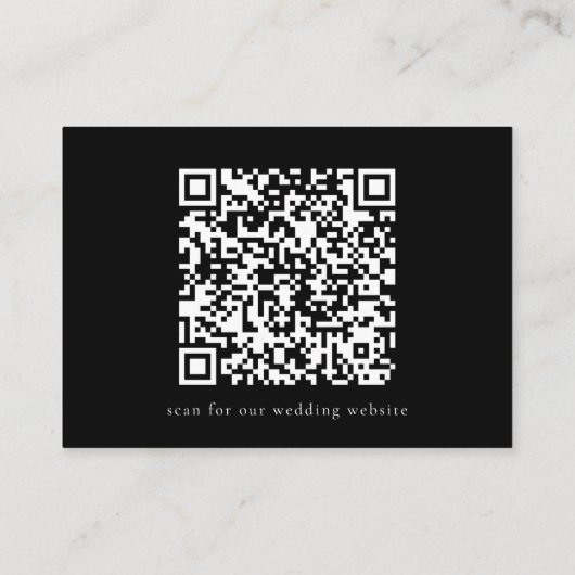 Carte D'accompagnement Élégant Script Mariage Site Web QR Code noir (Dos)