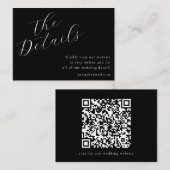 Carte D'accompagnement Élégant Script Mariage Site Web QR Code noir (Devant / Derrière)