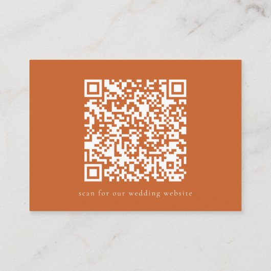 Carte D'accompagnement Élégant Script Mariage Site Web QR Code Terracotta (Dos)