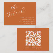 Carte D'accompagnement Élégant Script Mariage Site Web QR Code Terracotta (Devant / Derrière)