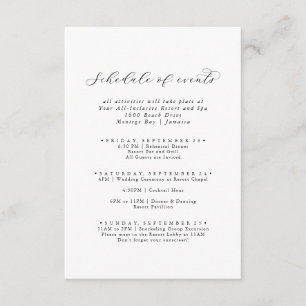 Carte D'accompagnement Élégant Script Mariage Week-end Horaire des événem