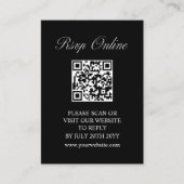 Carte D'accompagnement Élégant Script minimal Formel Noir Mariage RSVP (Devant)