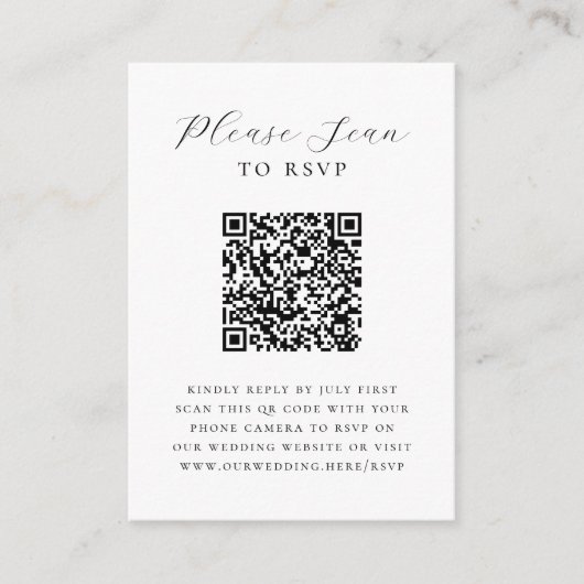 Carte D'accompagnement Élégant script minimal photo QR Code Mariage RSVP (Devant)