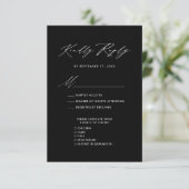 Carte D'accompagnement Élégant Script moderne Noir Simple Mariage RSVP (Debout devant)