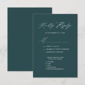 Carte D'accompagnement Élégant Script Moderne Vert Simple Mariage RSVP (Devant / Derrière)