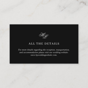 Carte D'accompagnement Élégant script Monogramme minimum Mariage noir