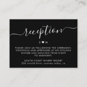 Carte D'accompagnement Élégant Script Monogramme Noir Mariage Réception (Devant)