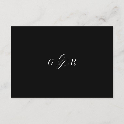 Carte D'accompagnement Élégant Script noir blanc Mariage Hébergements (Dos)