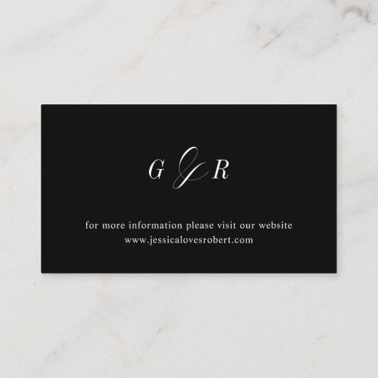 Carte D'accompagnement Élégant Script noir blanc Mariage Hébergements (Dos)