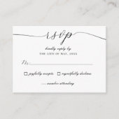Carte D'accompagnement Élégant Script noir blanc Mariage simple RSVP (Devant)