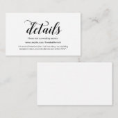 Carte D'accompagnement Élégant script noir, détails du site Web de mariag (Devant / Derrière)
