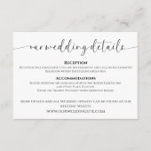 Carte D'accompagnement Élégant script noir et blanc Détails du Mariage (Devant)